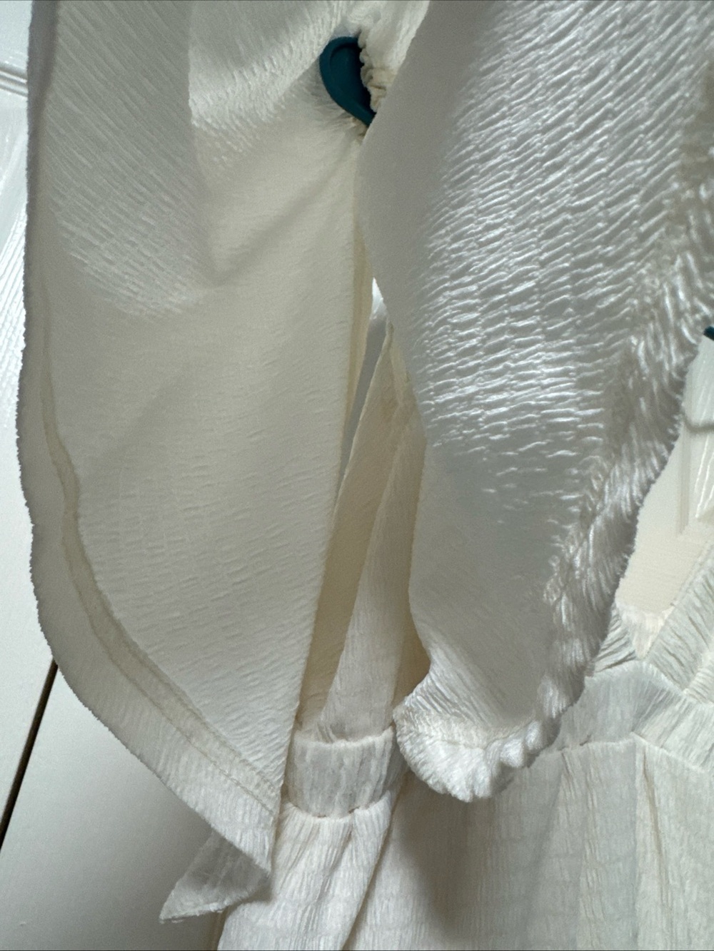 White V-Neck Tiered Flowy Women's Dress Kikibell B2 - Picture 6 of 10